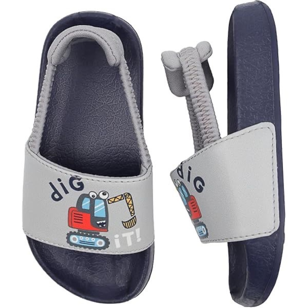 Kids Dig It Slide Sandals - Gray and Blue